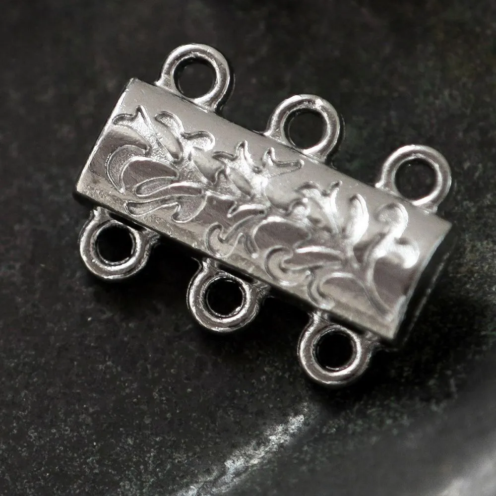 застежка "ветвь" многорядная, цвет платина, 14x19x6 мм