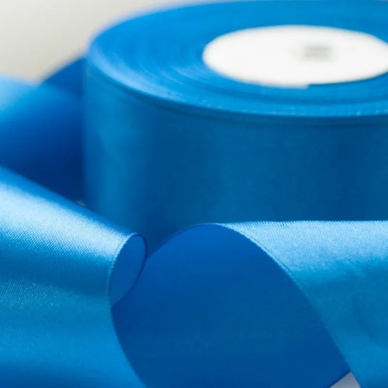лента, атлас, цвет голубой яркий, ширина 50 мм ленты