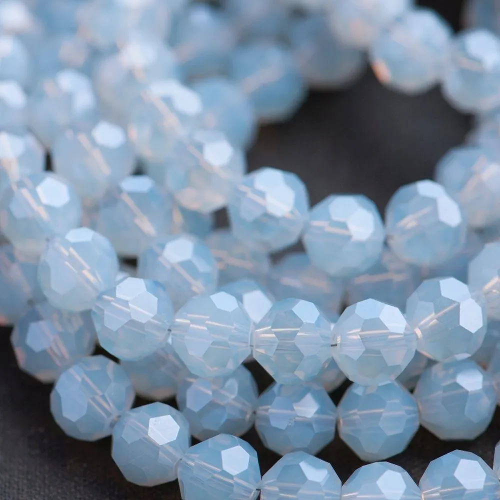 бусина, непрозрачная, граненая, стекло, цвет серый перламутровый, 8 мм