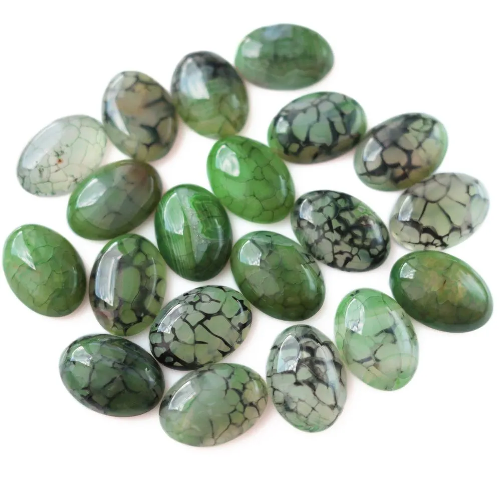 кабошон агат овальный, цвет зеленый, 25x18x6.5 мм