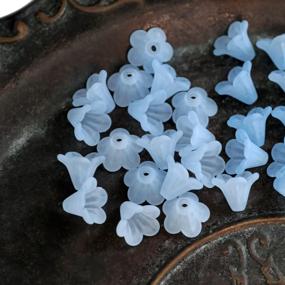 бусина, акрил "колокольчик", матовая, цвет голубой микс, 14x10 мм