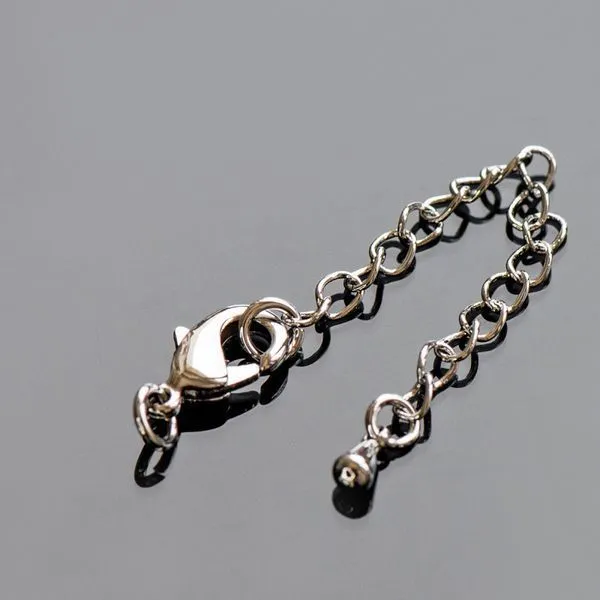 Замочки замочек-лобстер с удлинителем, покрытие платина, 12x7x3 мм