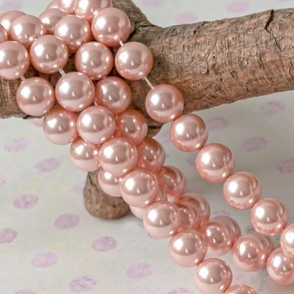 ракушечный жемчуг круглый, класс "а", цвет персиковый, 8 мм