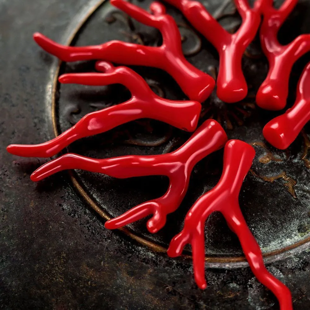 подвеска акрил "коралл", цвет красный, 46x34x8.5 мм