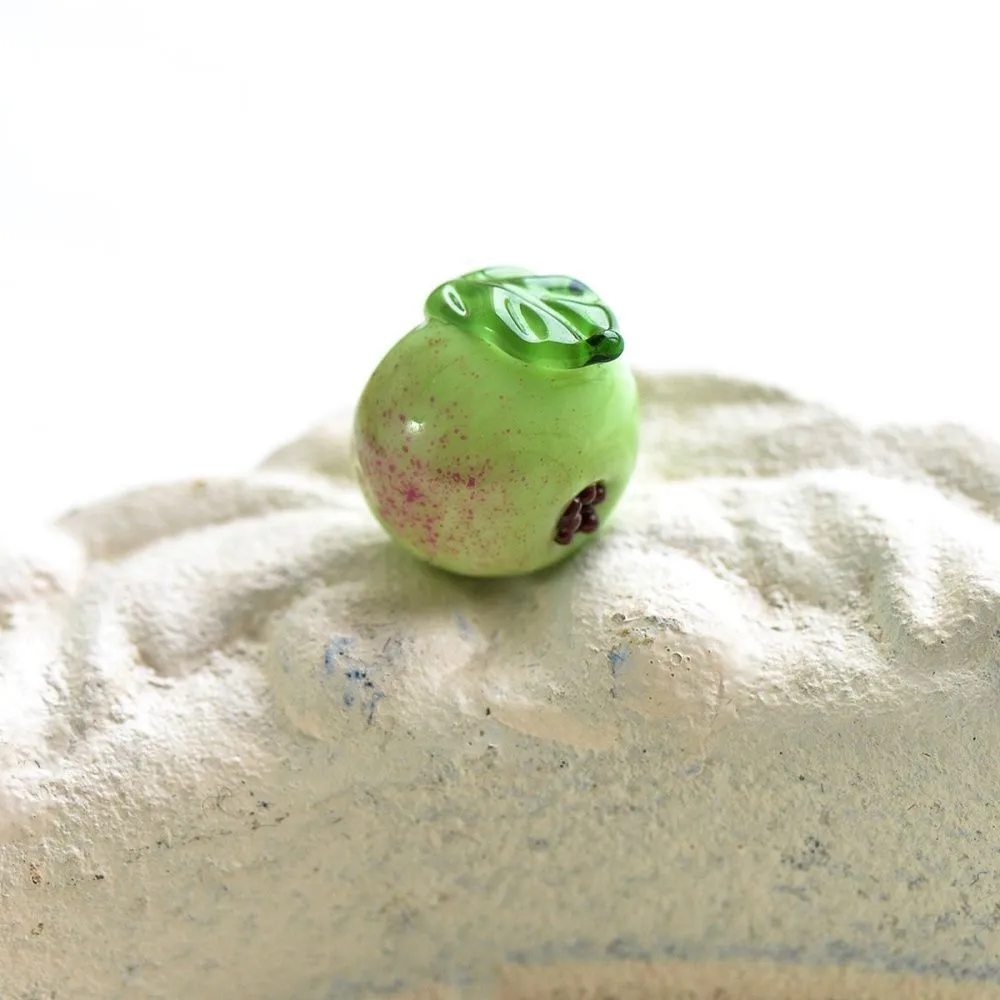 бусина, мурано "яблоко", зеленый, 15х14 мм