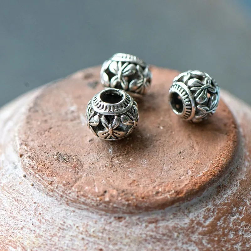 ес бусина металл "батерфляй", цвет античное серебро, 10x9 мм