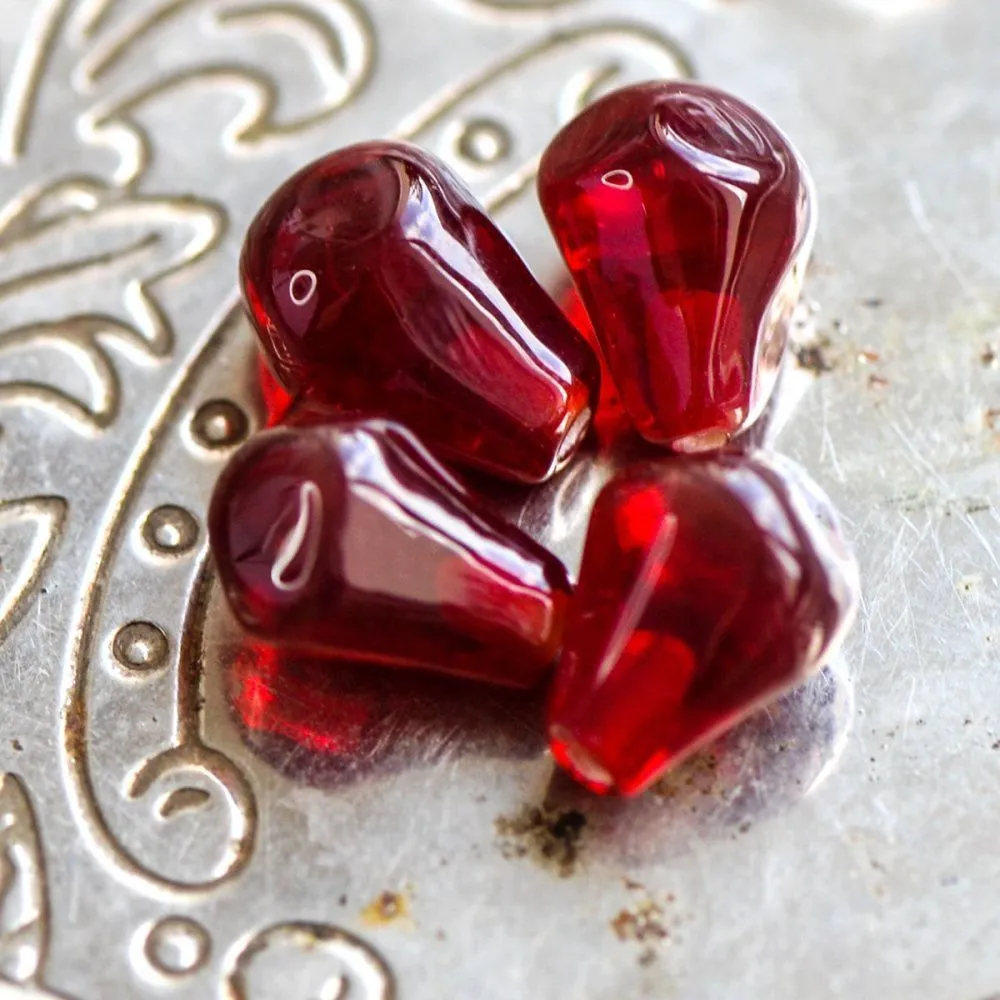 бусина, мурано "зерно граната", красный, 11х9 мм