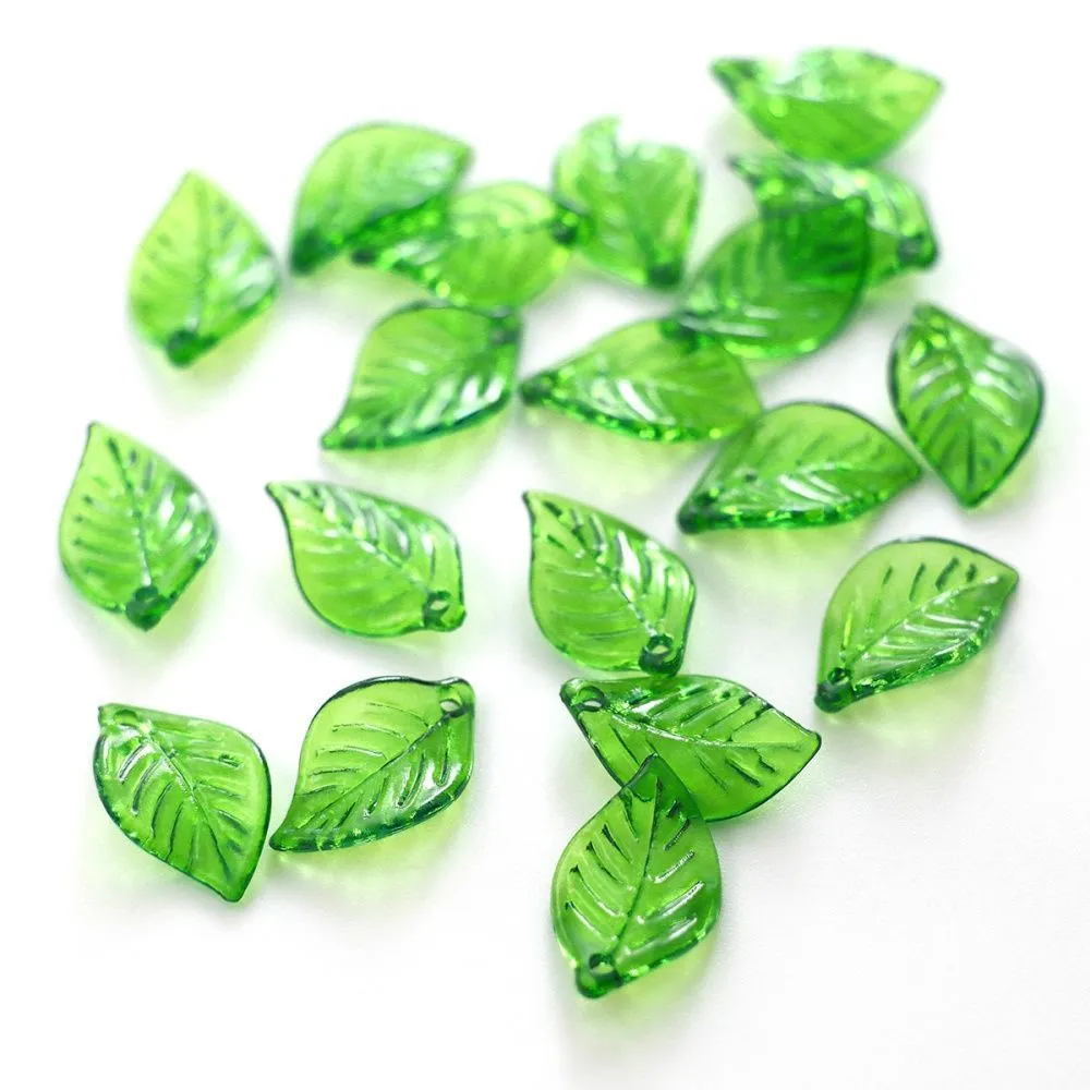 подвеска акриловая "листок", цвет зеленый прозрачный, 17.5x11x1.5 мм