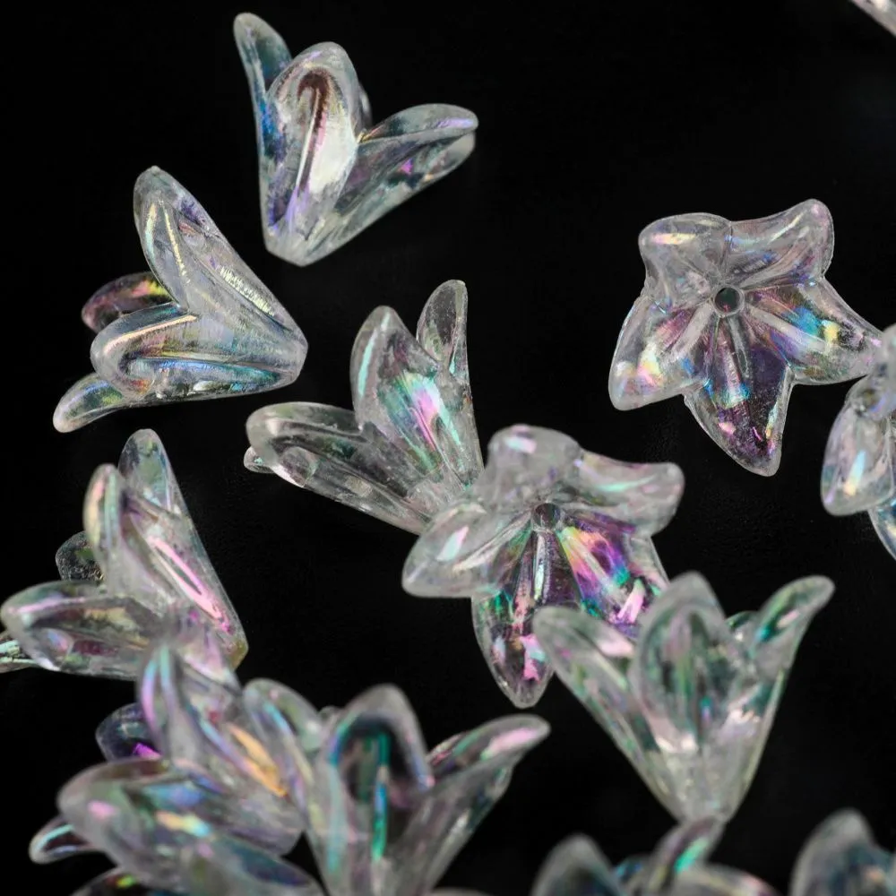 бусина, акрил "лилия", цвет прозрачный ав, 16x12 мм