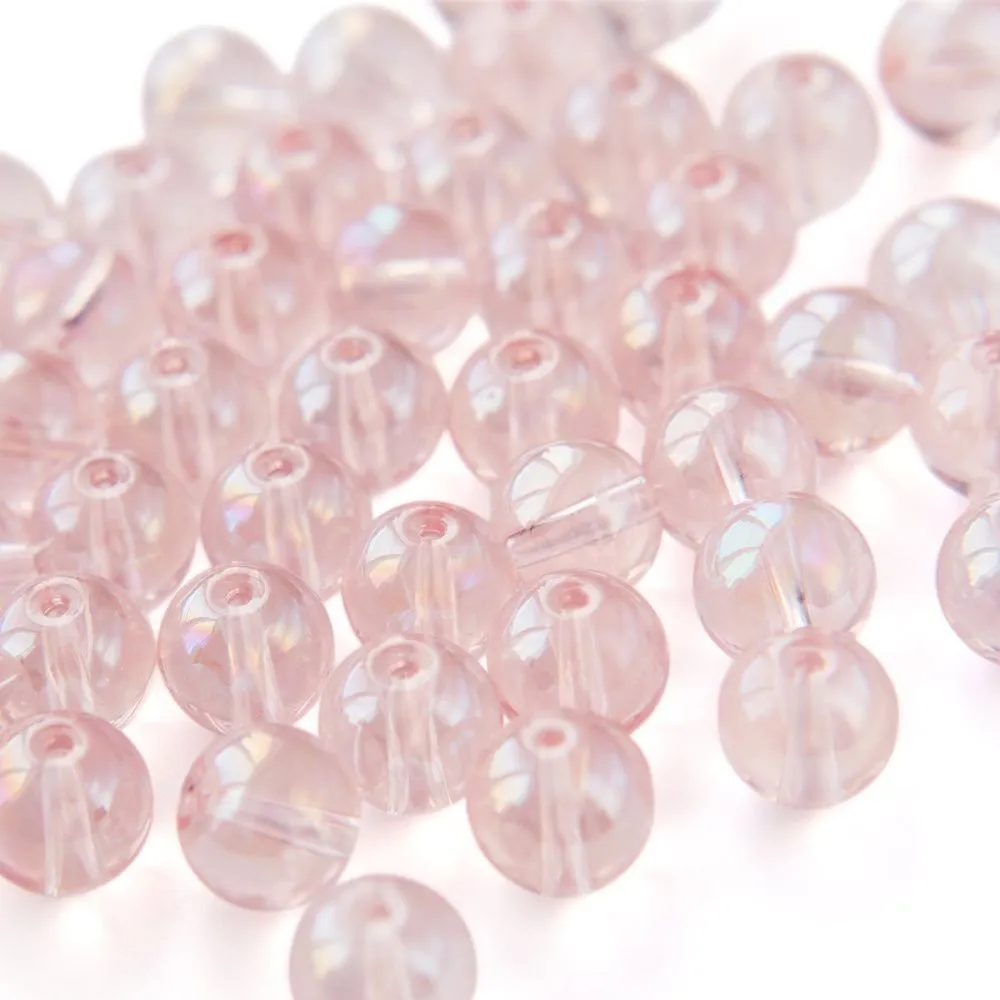 бусина, стекло 10, цвет розовый ав, 10 мм