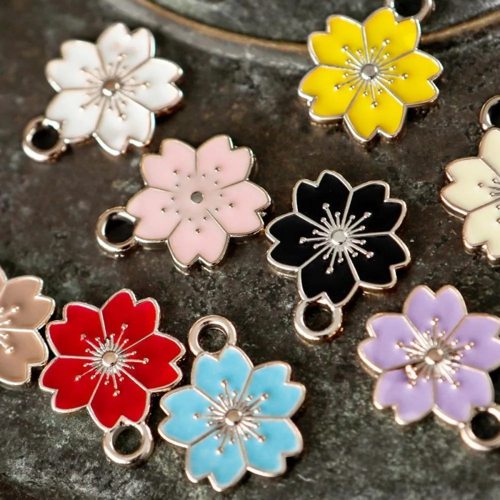 подвеска акрил "сакура", цвет золото/эмаль, 21x17.5x2 мм