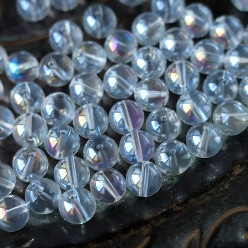 бусина, стекло 10, цвет прозрачный ав, 10 мм