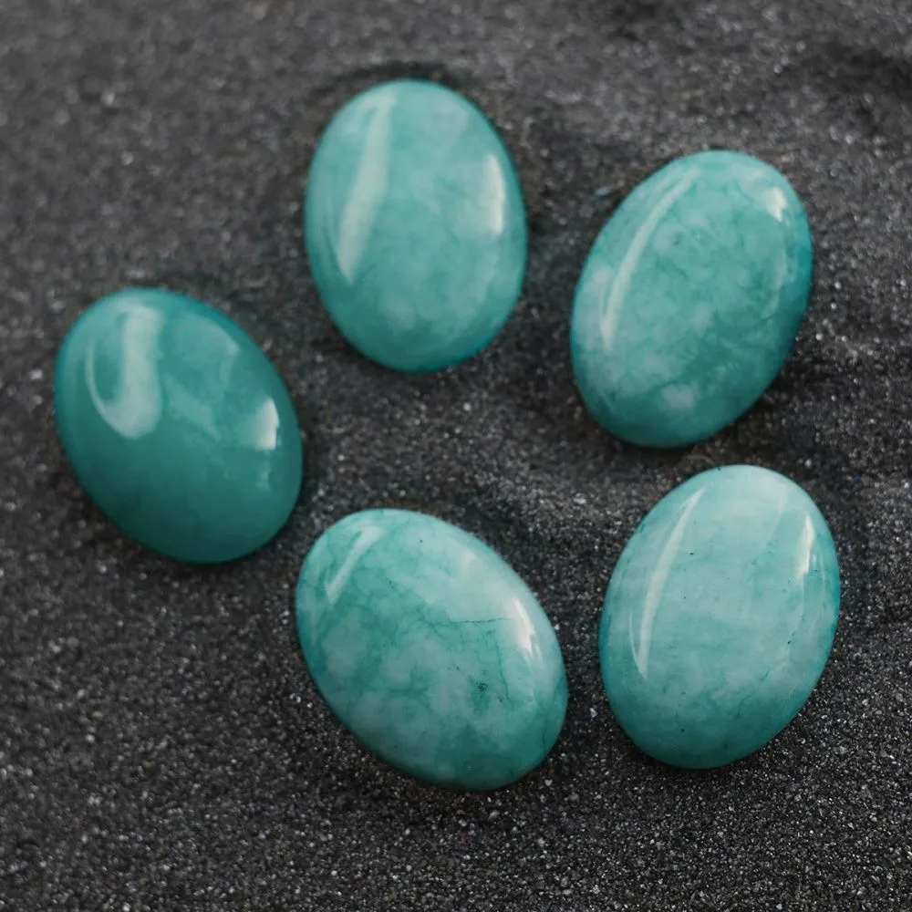 кабошон амазонит синтетич. овальный, цвет бирюзовый, 18x13x6 мм