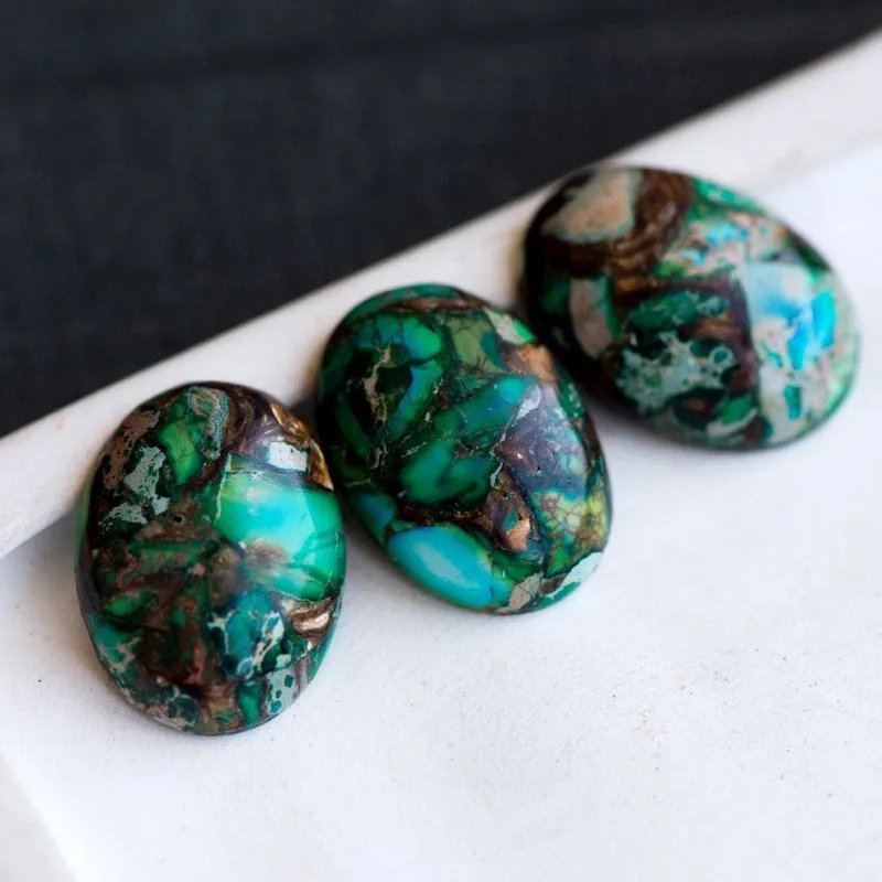 кабошон им. варисцита, овальный, цвет медный/зеленый, 25x18x7 мм