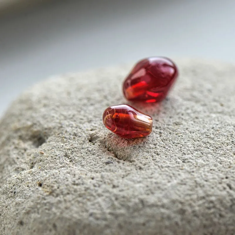 бусина, мурано "зерно граната", красный, 11х9 мм