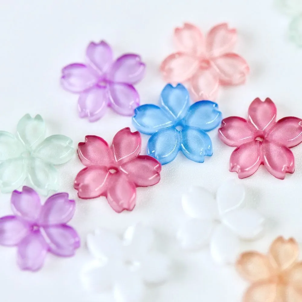 бусина, смола "сакура", пастельный микс, 11x11.5x2 мм