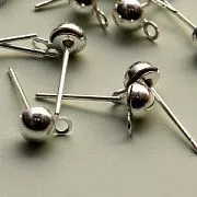 Пуссеты "Шарик", цвет серебро, 13х4.3 мм