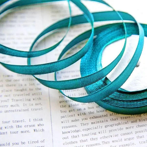 лента, атлас, цвет бирюзовый, ширина 10 мм ленты
