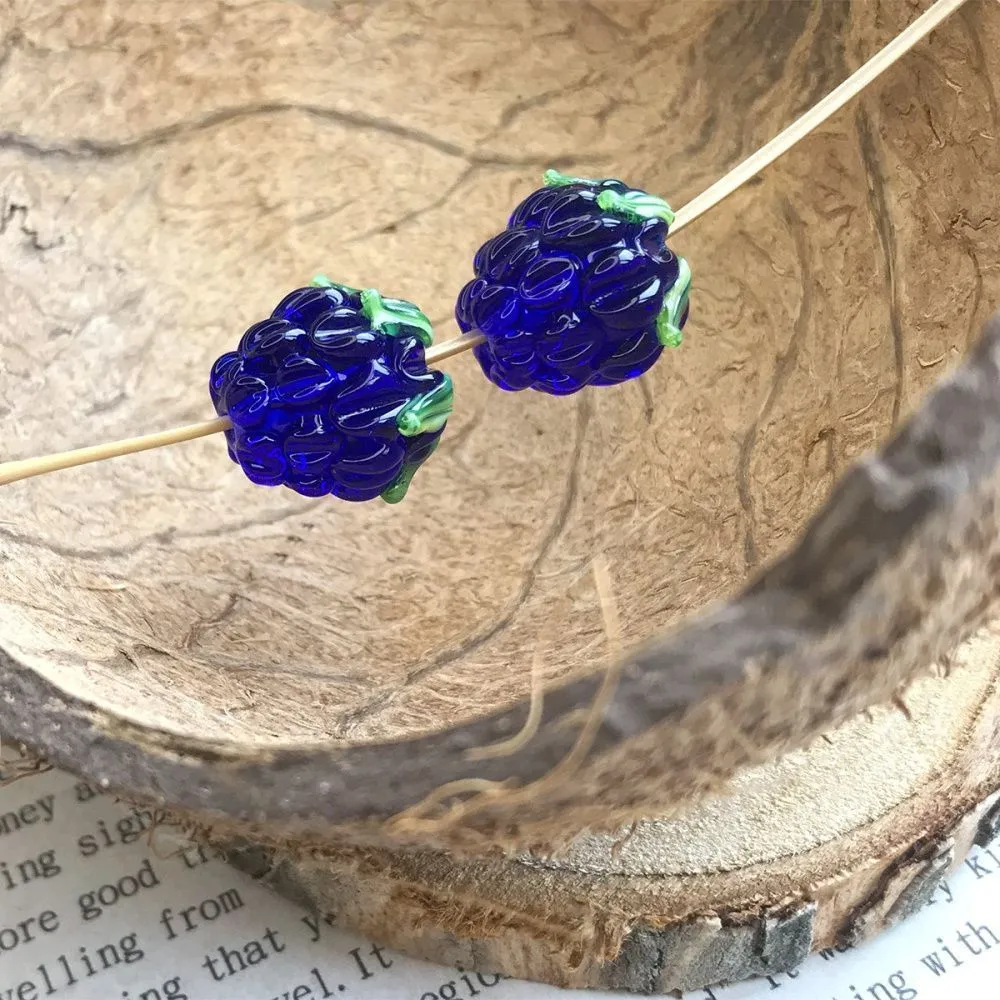 бусина, мурано "малинка", синий, 15х12 мм