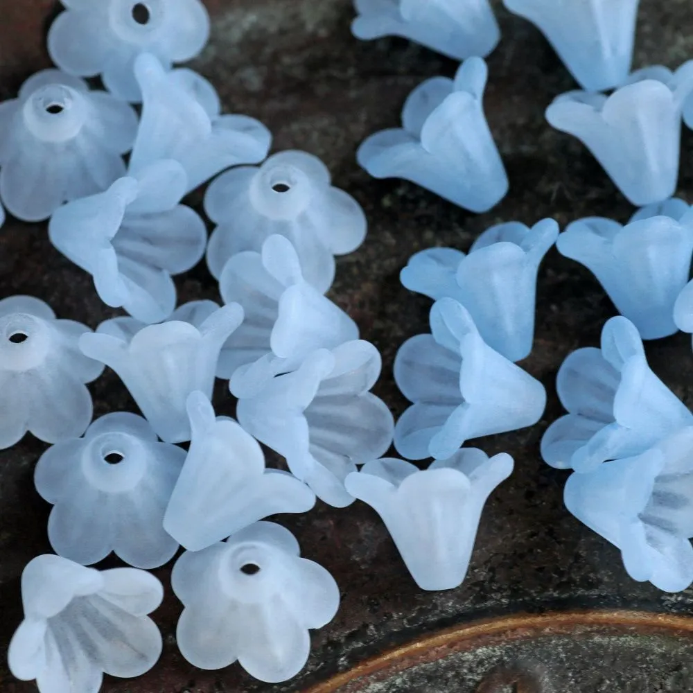 бусина, акрил "колокольчик", матовая, цвет голубой микс, 14x10 мм