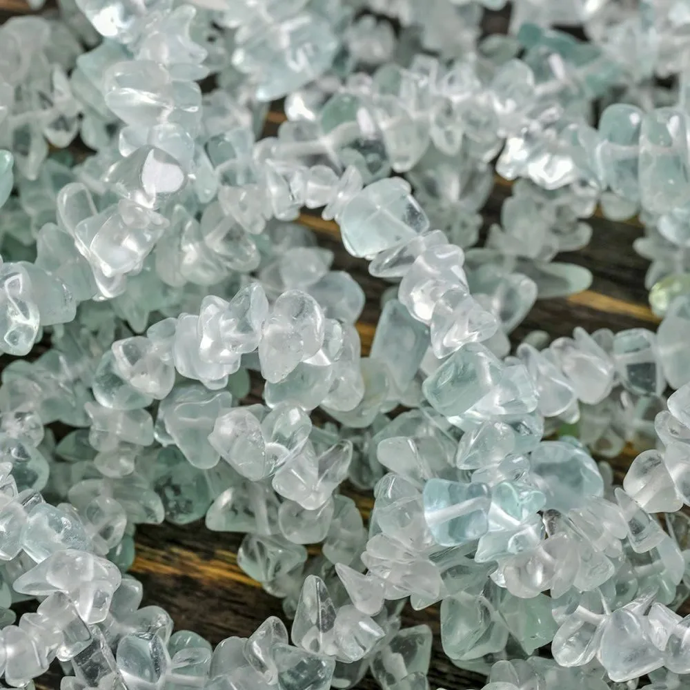 бусина имитация аквамарина, осколки, цвет аквамариновый, размерный микс