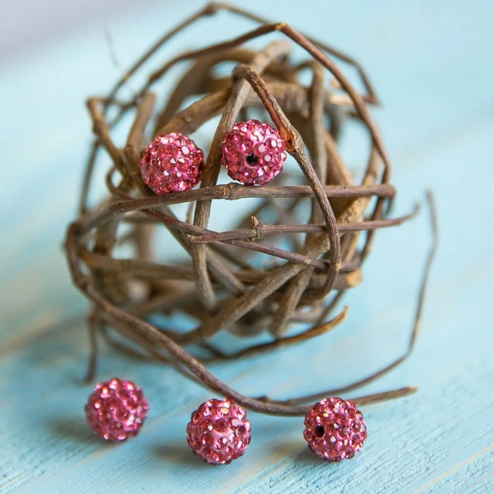 бусина "шамбала" 10, цвет розово-красный, 10 мм