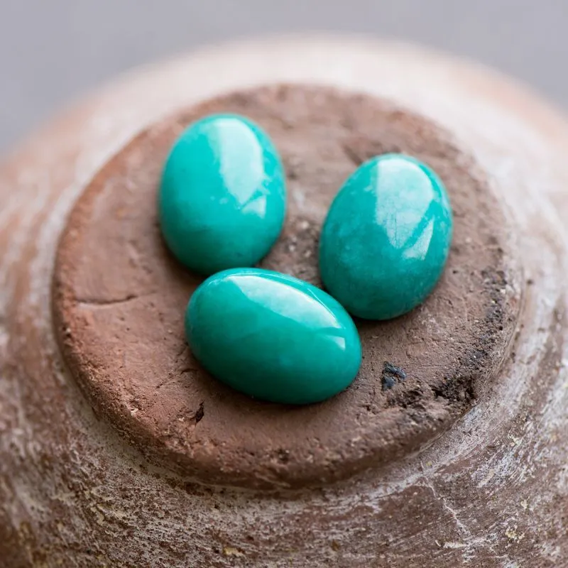 кабошон амазонит синтетич. овальный, цвет бирюзовый, 18x13x6 мм