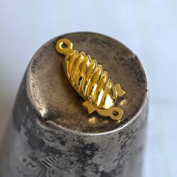 замочек-боб для жемчуга, цвет золото, 22x9x5 мм