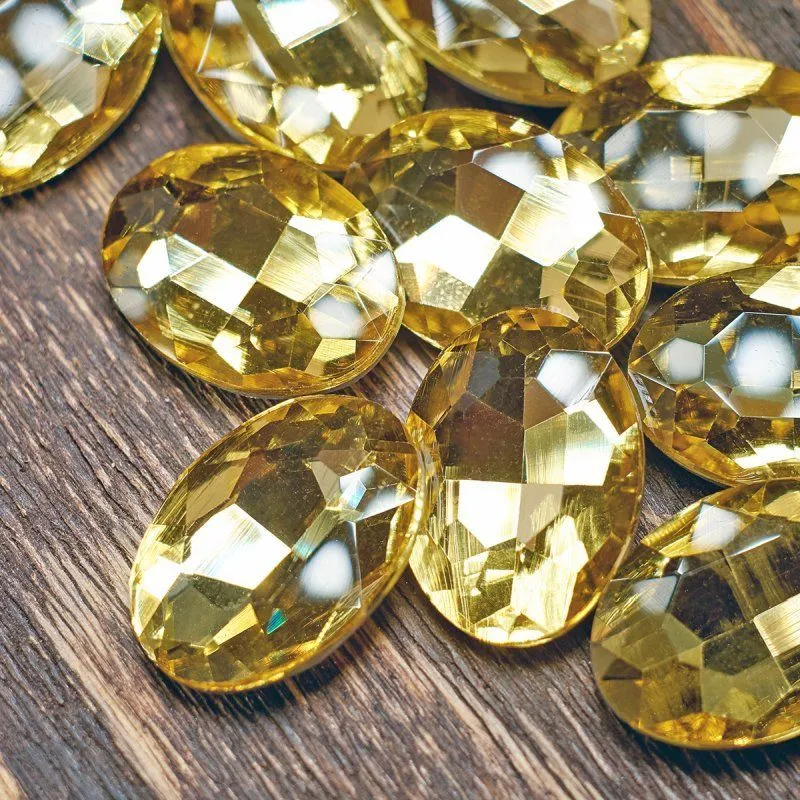 кабошон стекло кристалл, овальный, цвет jonquil, 25х18 мм