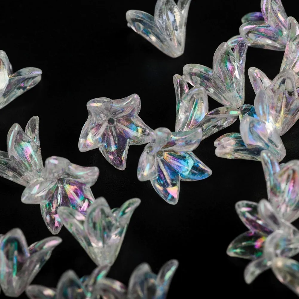 бусина, акрил "лилия", цвет прозрачный ав, 16x12 мм