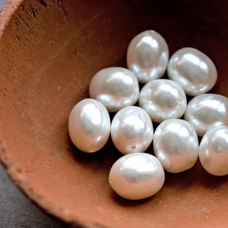 ракушечный жемчуг овальный, класс "а", цвет белый, 16x13 мм