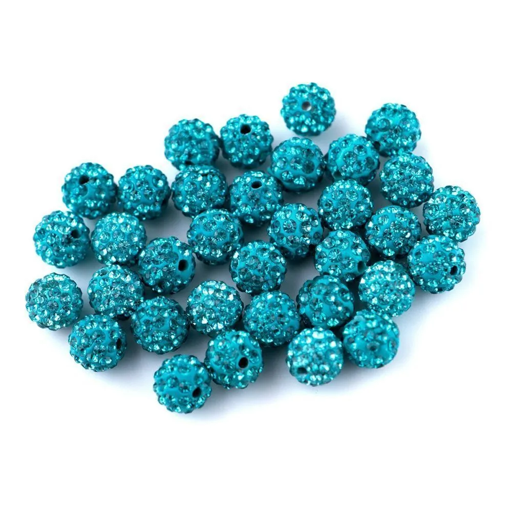бусина "шамбала" 10, цвет бирюзовый, 10 мм