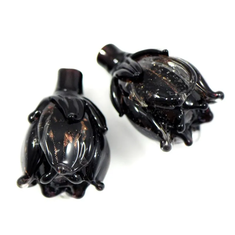 бусина, мурано "колокольчик", фигурная, черный, 17х14 мм