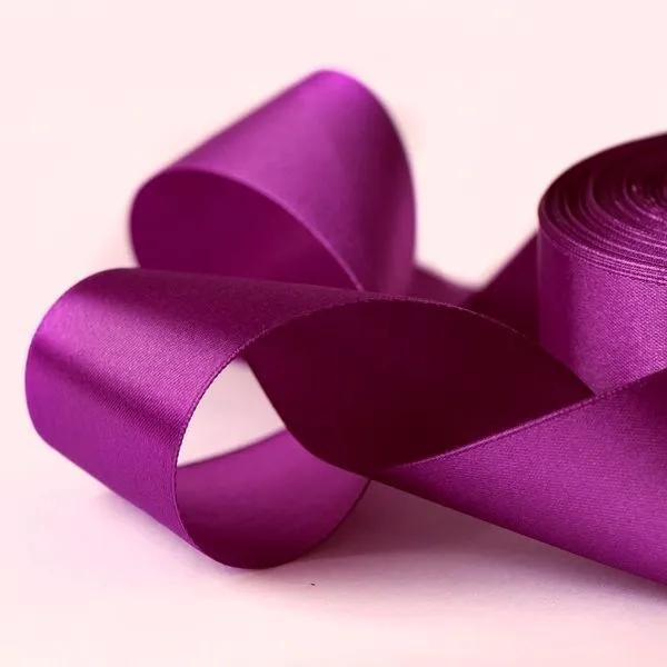 лента, атлас, цвет сиреневый насыщенный, ширина 50 мм ленты