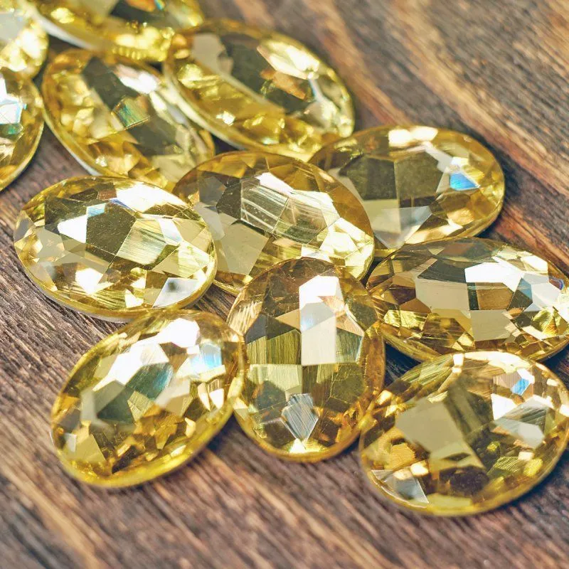 кабошон стекло кристалл, овальный, цвет jonquil, 25х18 мм