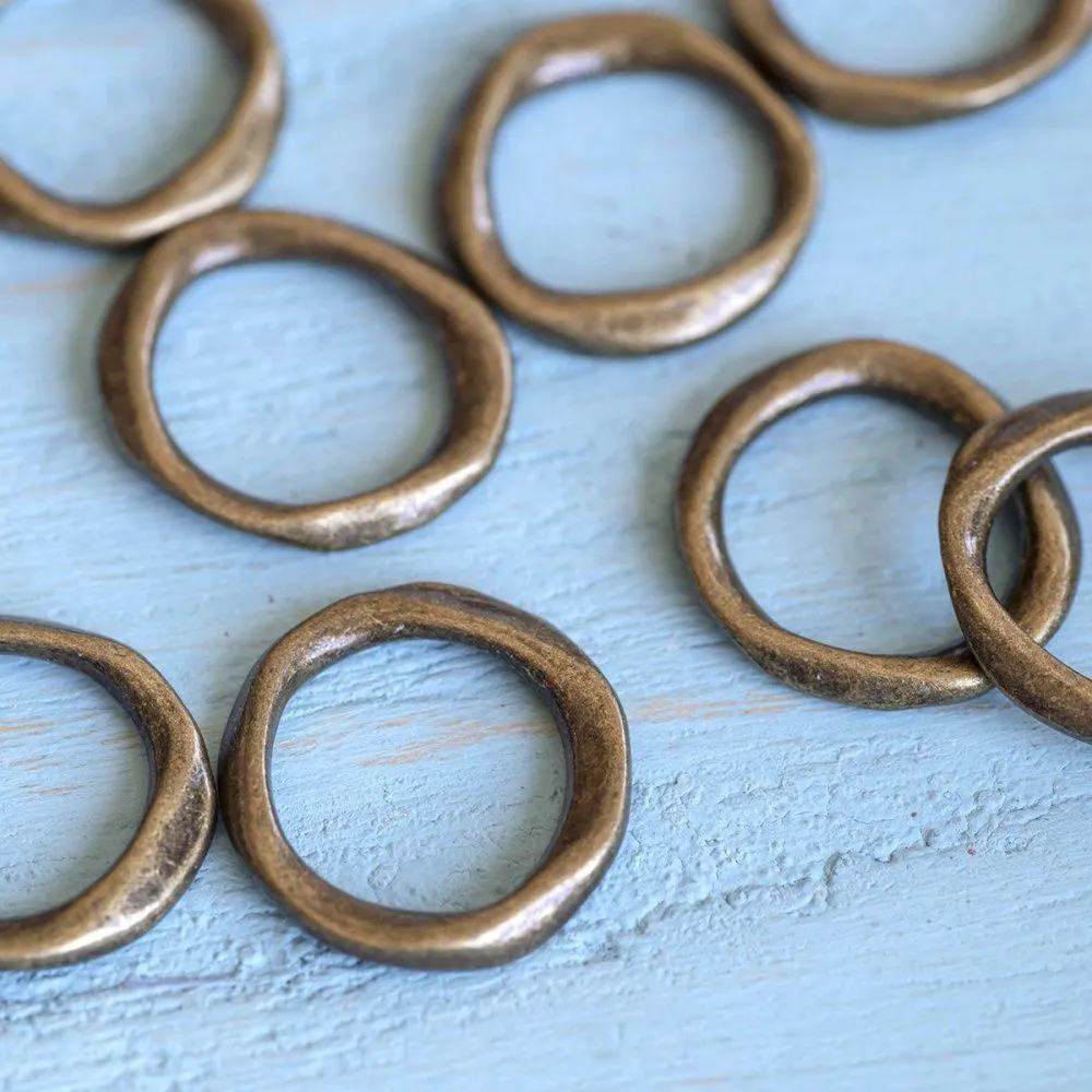коннектор "колечко", цвет античная бронза, 20х18х3 мм