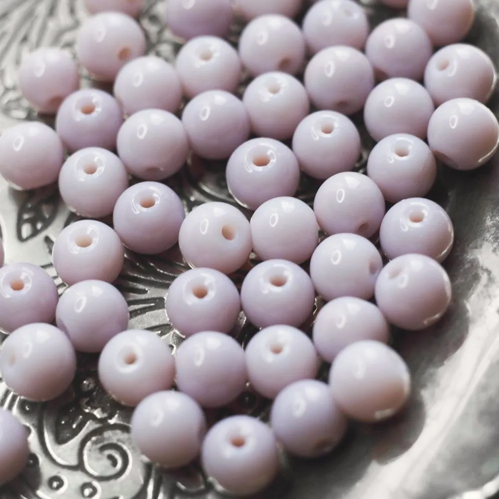 бусина, стекло 8, цвет розово-коричневый, 8 мм