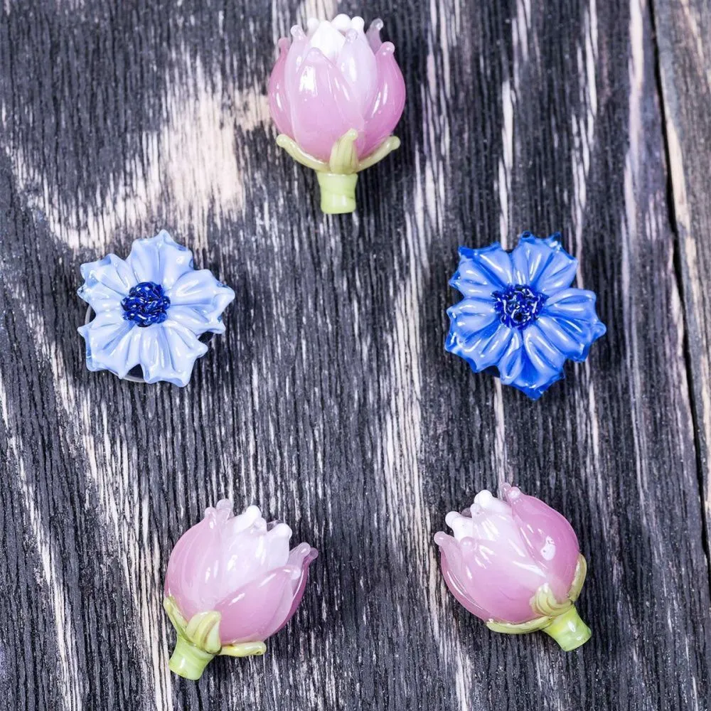 бусина, мурано "василек", фигурная, барвинковый, 20х9 мм