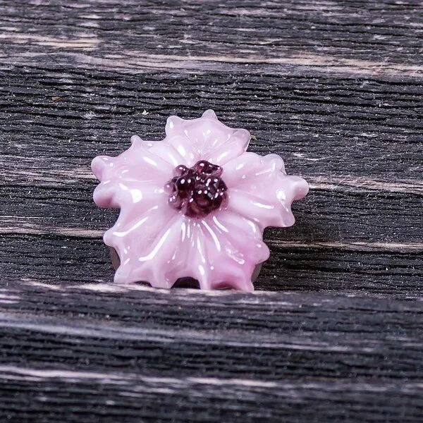 бусина, мурано "василек", фигурная, розовый, 20х9 мм