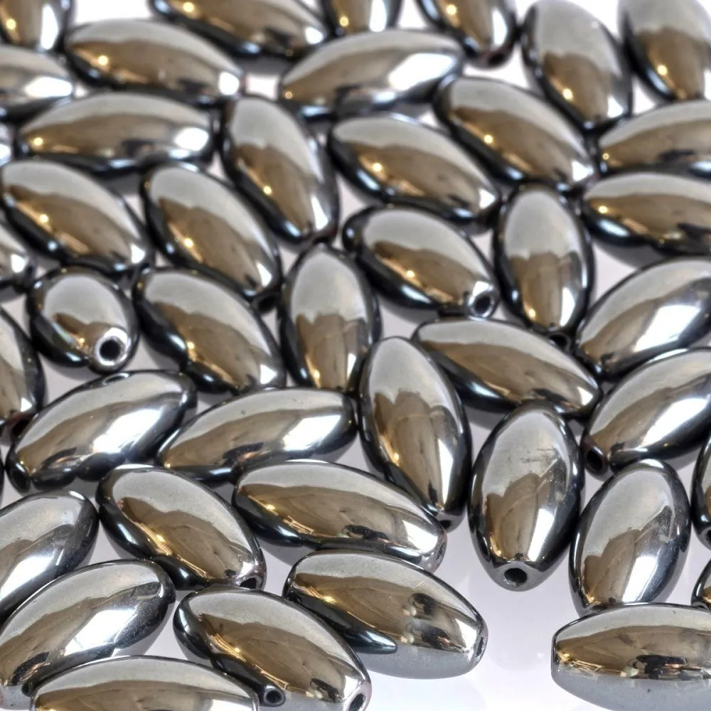 бусина гематит немагнитный, рис, цвет черный, 12х7 мм