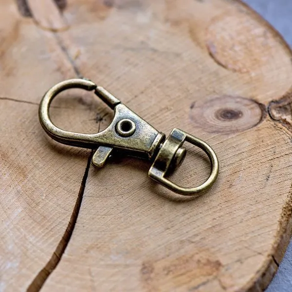 карабин, цвет античная бронза, для брелоков, 35x13 мм