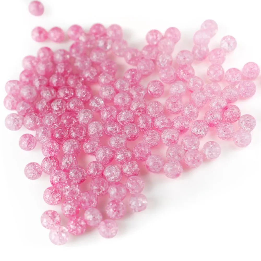 бусина, стекло "кракле", цвет теплый розовый, 6 мм