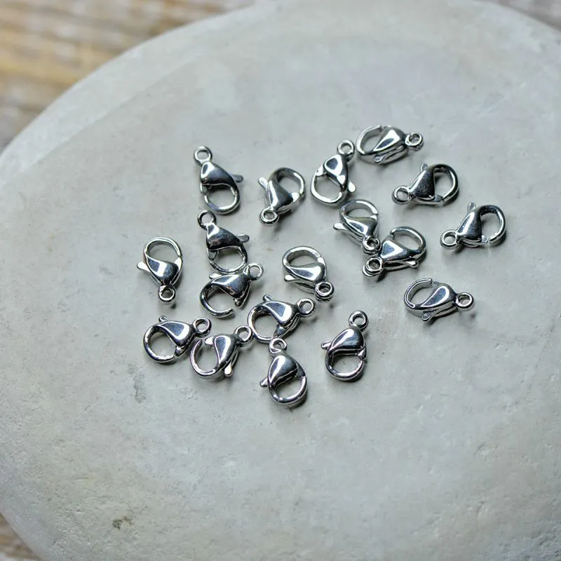 замочек-лобстер, цвет стальной, 9x6x3 мм