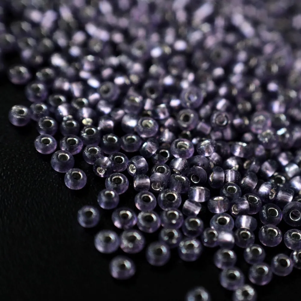 бисер "радуга", цвет сиреневый/серебрение, 12/0 (уп 7 г)