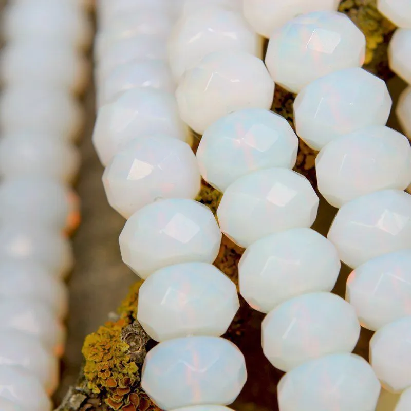 бусина имитация опала, абакус, цвет белый туман, 15х8 мм