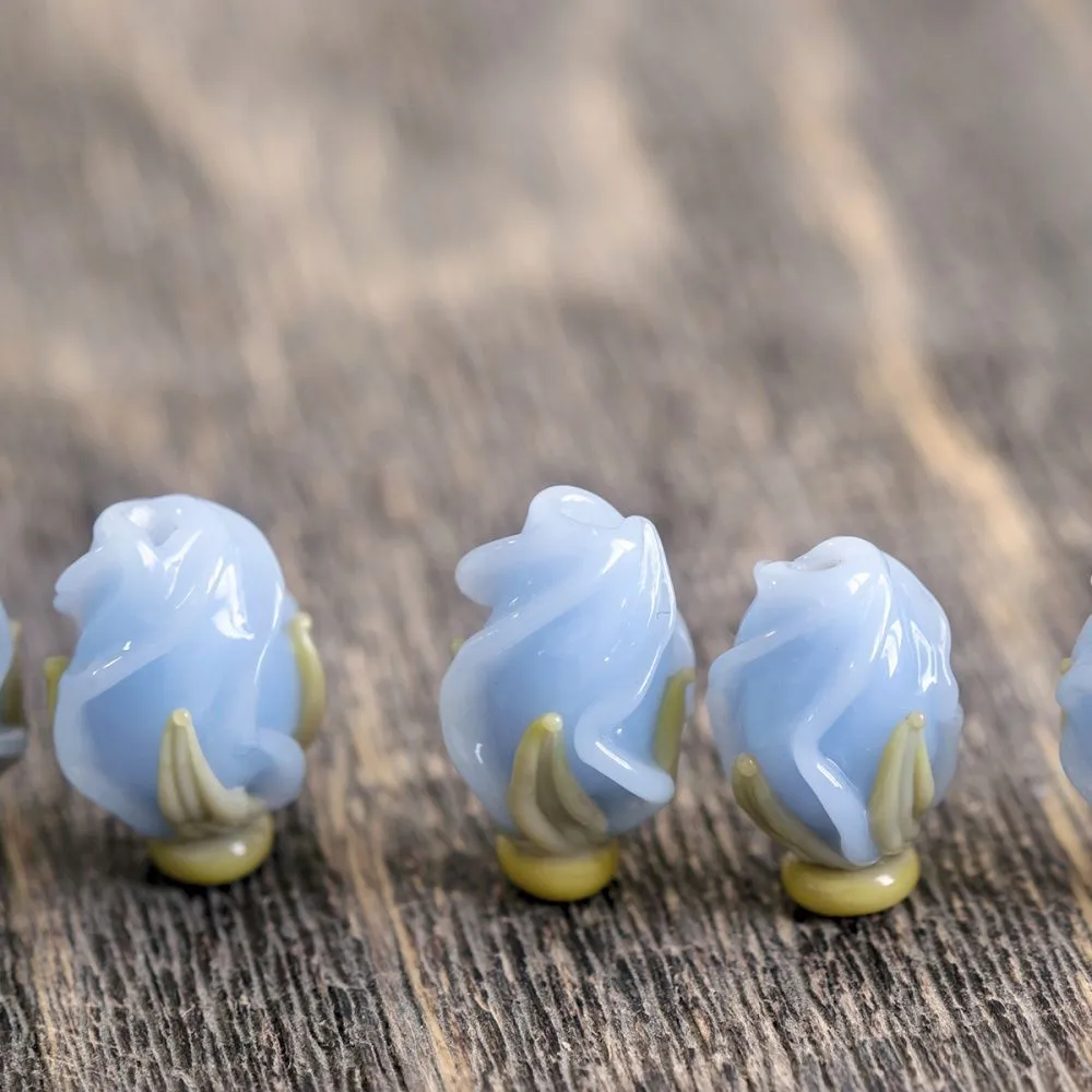 бусина, мурано "розовый бутон", барвинковый, 15-16х10-11 мм