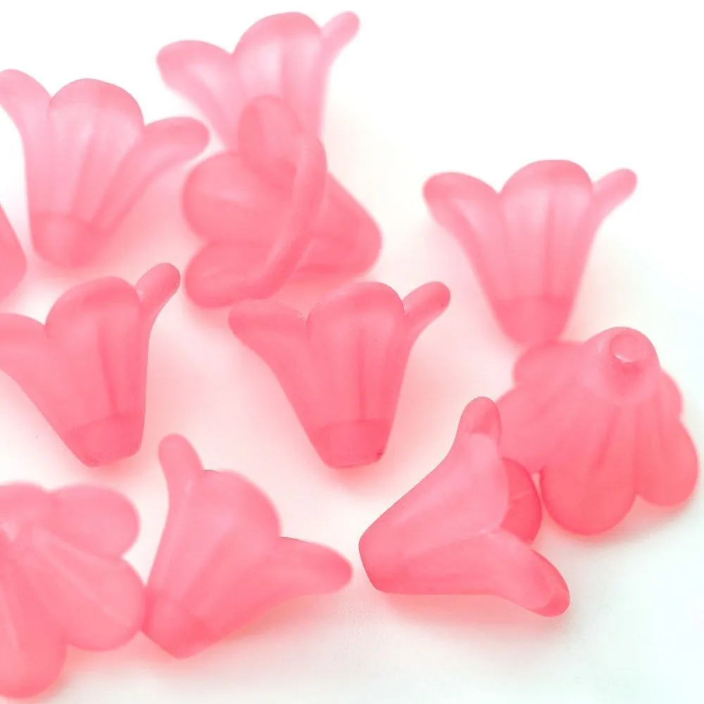 бусина, акрил "колокольчик", матовая, цвет розовый, 14x10 мм