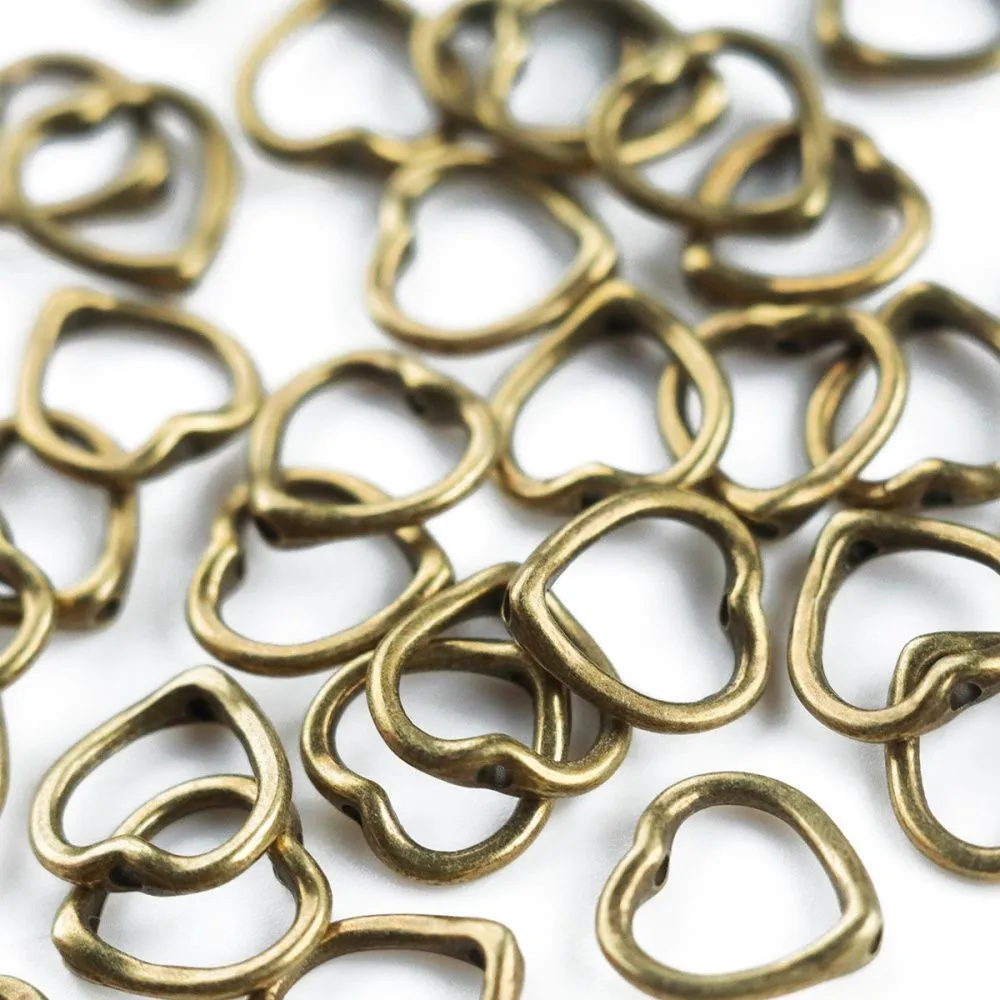 рамка для бусин "сердце", цвет античная бронза, 13.5x1 мм