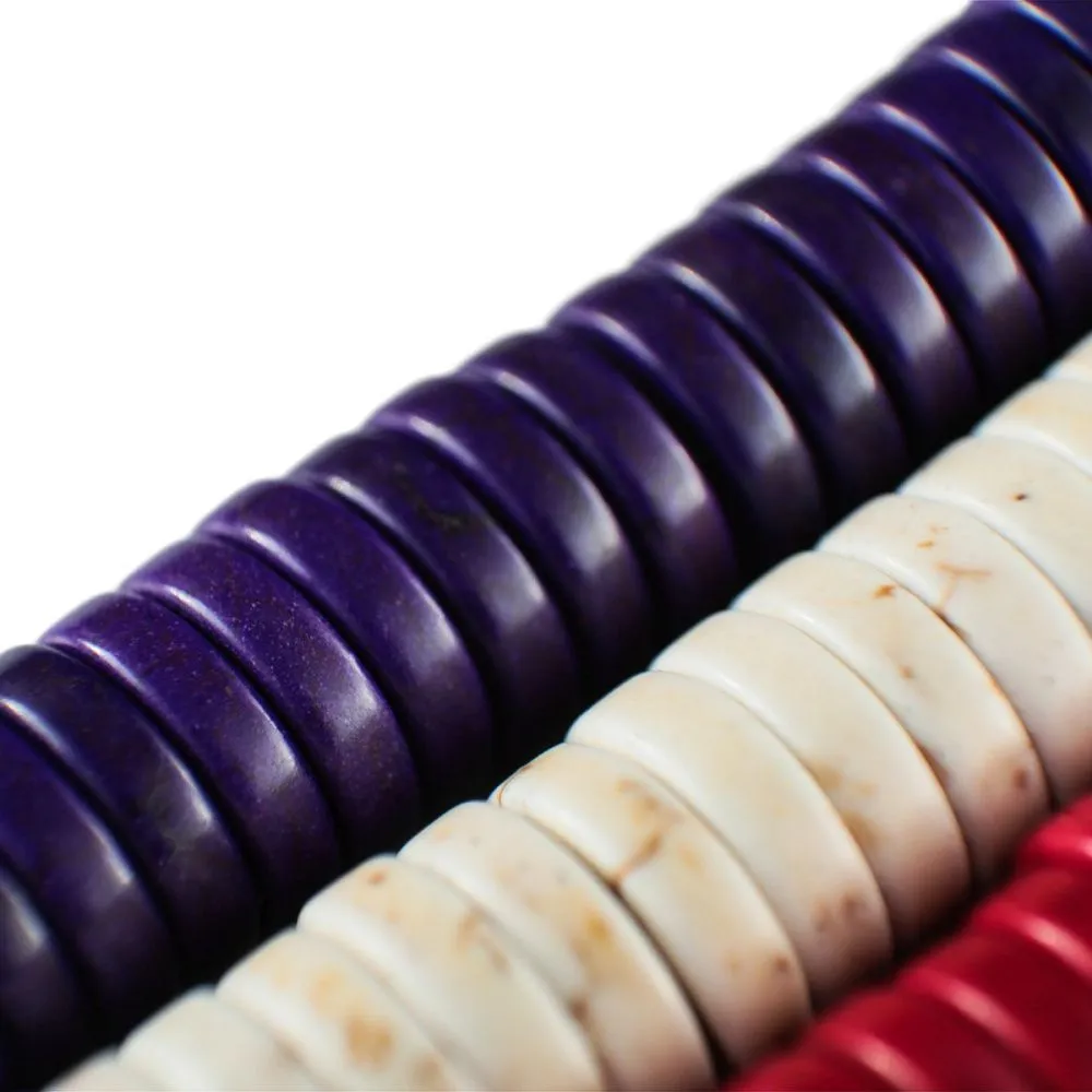 бусина говлит синтетический "хейши", рондель, цветовой микс, 12х3 мм