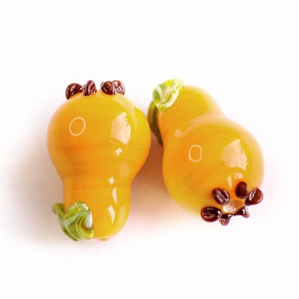 бусина, мурано "груша", желтый, 19х12 мм